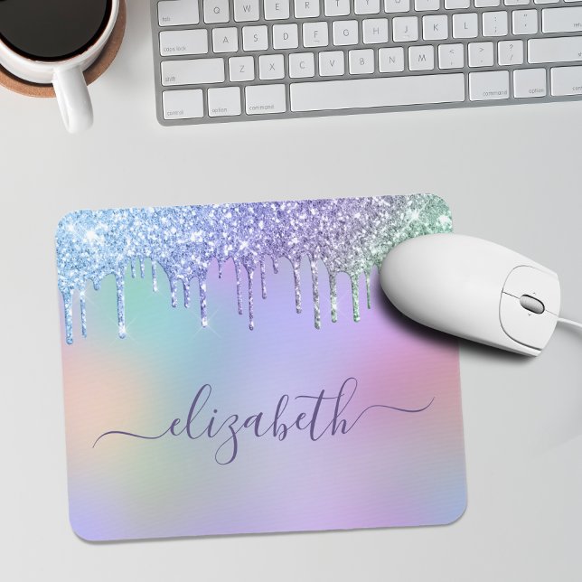 Rainbow Glitter Personalized Mouse Pad (Creator Uploaded)