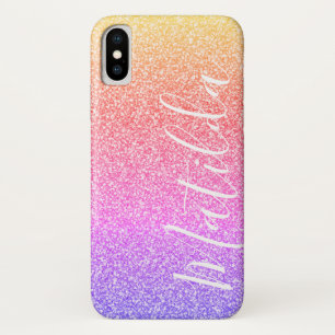 Rainbow Glitter Personalized Name Script Case-Mate iPhone Case