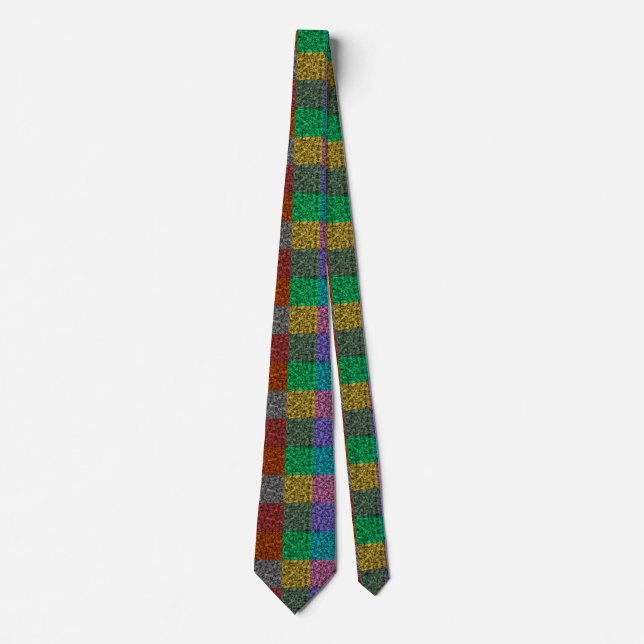 Rainbow Glitter Plaid Tie (Front)