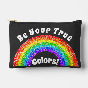 Rainbow Glitter Pride LGBT be your true colours Accessory Pouch