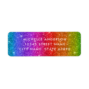 Rainbow Glitter Return Address Labels