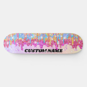 Rainbow glitter skateboard