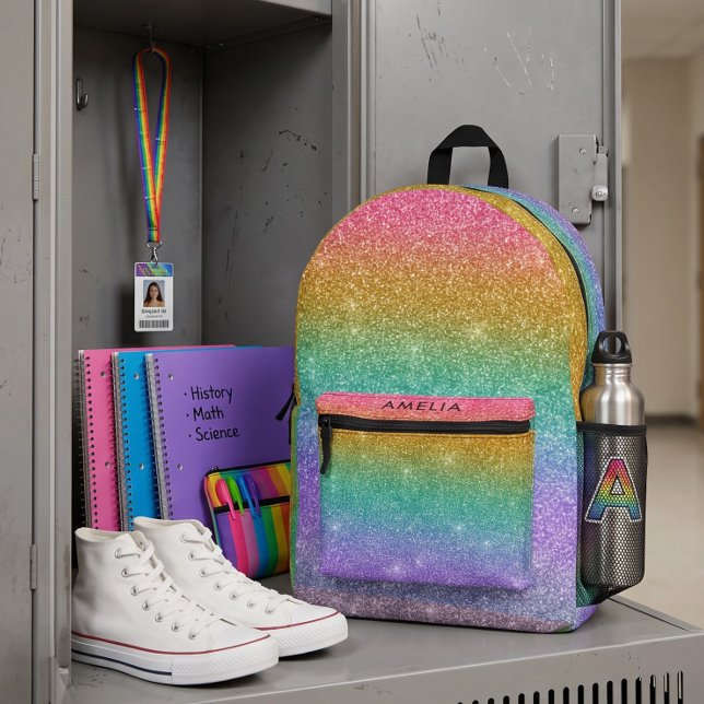 Rainbow glitter sparkle modern girl backpack (Creator Uploaded)