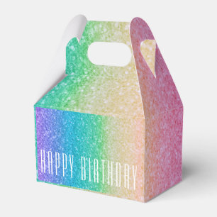 Rainbow Glitter Sparkle Pretty Birthday Party Glam Favor Box