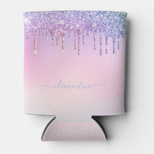 Rainbow glitter sparkle script modern girly script can cooler