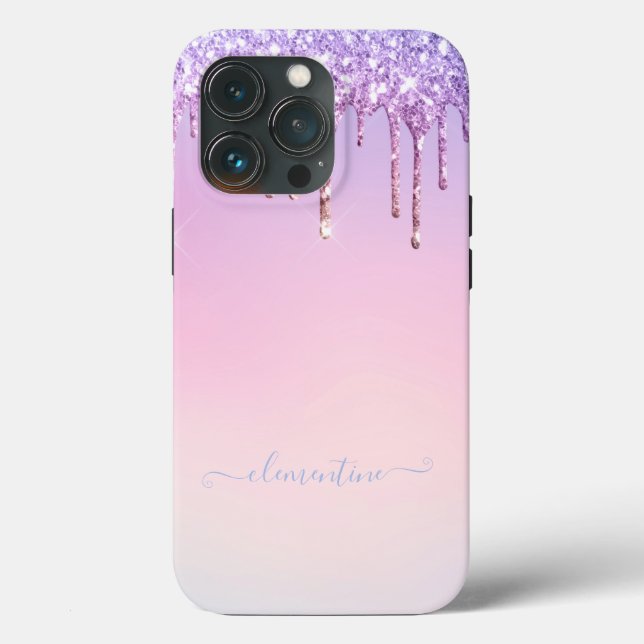 Rainbow glitter sparkle script modern girly script Case-Mate iPhone case (Back)