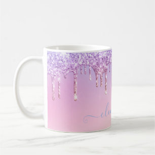 Rainbow glitter sparkle script modern girly script coffee mug