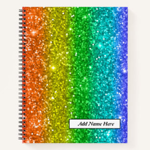 Rainbow Glitter Spiral Notebook