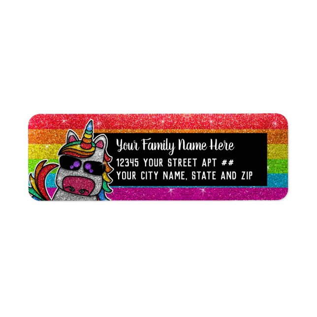 Rainbow Glitter Unicorn LGBT+ Change of Address    (Front)