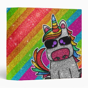 Rainbow Glitter Unicorn Sparkly Diamond Sparkles Binder