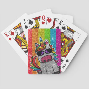 Rainbow Glitter Unicorn Sparkly LGBT+ Sparkles  Playing Cards