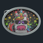 Rainbow Glitter Unicorn Sparkly LGBT Sparkly Black Belt Buckle<br><div class="desc">Rainbow unicorn sparkles brightly with a faux glitter effect. Colourful faux glitter stars pop against the elegant black background. Available in other cute kawaii cartoon characters and many other colour combinations.</div>