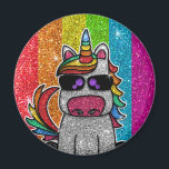 Rainbow Glitter Unicorn Sparkly LGBTQ Sparkles     Magnet<br><div class="desc">Rainbow unicorn sparkles brightly with a faux glitter effect. Background features sparkly glitter. Available in other cute kawaii cartoon characters and many other colour combinations.</div>