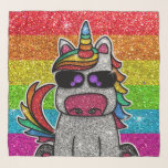 Rainbow Glitter Unicorn Sparkly LGBTQ Sparkles     Scarf<br><div class="desc">Rainbow unicorn sparkles brightly with a faux glitter effect. Background features sparkly glitter. Available in other cute kawaii cartoon characters and many other colour combinations.</div>