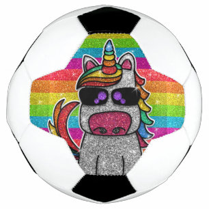 Rainbow Glitter Unicorn Sparkly LGBTQ+ Sparkles  Soccer Ball