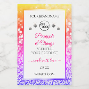 Rainbow Glitter White Product Labels Logo Diamonds