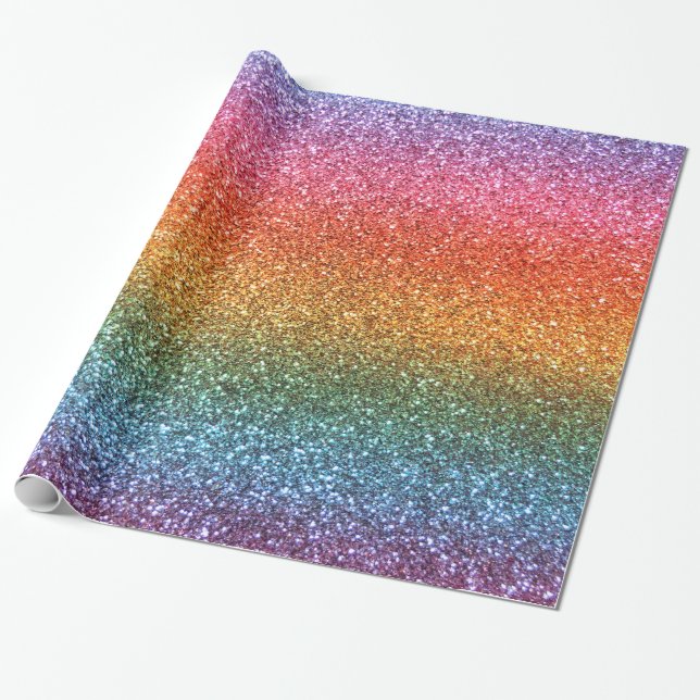 Rainbow glitter wrapping paper (Unrolled)