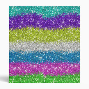 Rainbow Glitters Stripes Binder