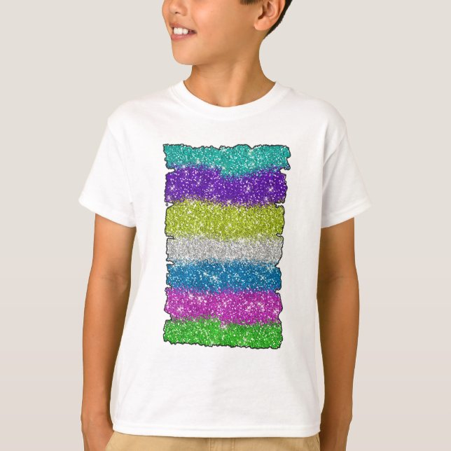 Rainbow Glitters Stripes T-Shirt (Front)