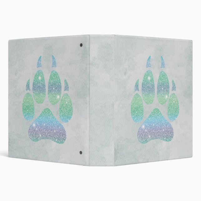 Rainbow Glitters Wolf Paw Trendy Girly Binder (Background)