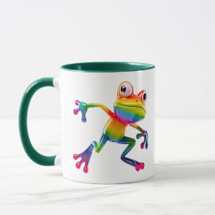 Rainbow Glossy Frog Cartoon Vibrant Character Mug