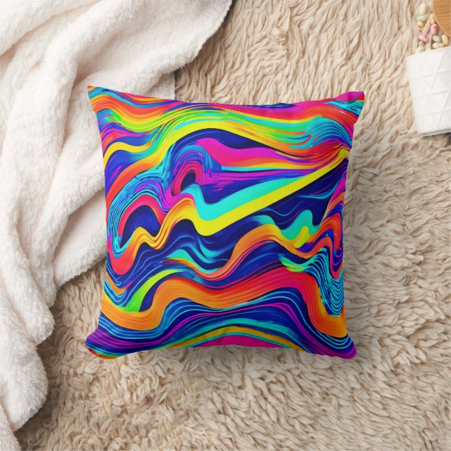 Rainbow Glow abstract Pattern Throw Pillow (Blanket)