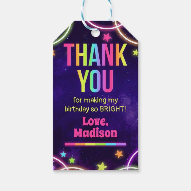 Rainbow Glow Birthday Gift Tags (Front)