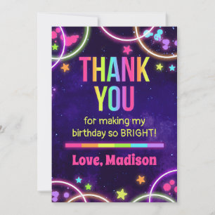 Rainbow Glow Birthday Party Merci Cartes