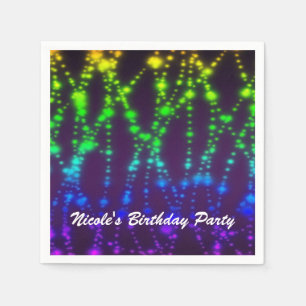 Rainbow Glow Neon Lights Sparkle Birthday Party Napkin