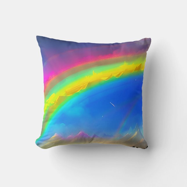 Rainbow Glow Sky Throw Pillow (Front)