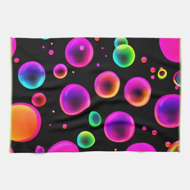 Rainbow Glowing Bubble Dream Kitchen Towel (Horizontal)
