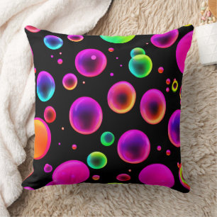 Rainbow Glowing Bubble Dream Throw Pillow