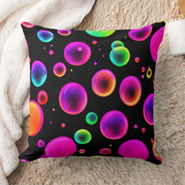 Rainbow Glowing Bubble Dream Throw Pillow (Blanket)