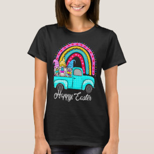 Rainbow Gnomes With Bunny Eggs Hunting Truck Easte T-Shirt