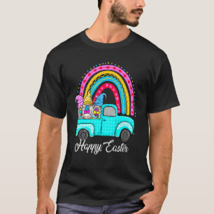 Rainbow Gnomes With Bunny Eggs Hunting Truck Easte T-Shirt