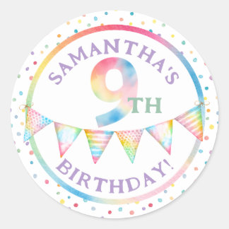 Rainbow Goat 9th Birthday Party Favour Sticker