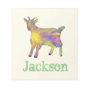 Rainbow Goat Colourful Animal Art Add Name Jackson Notepad