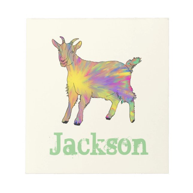 Rainbow Goat Colourful Animal Art Add Name Jackson Notepad (Front)