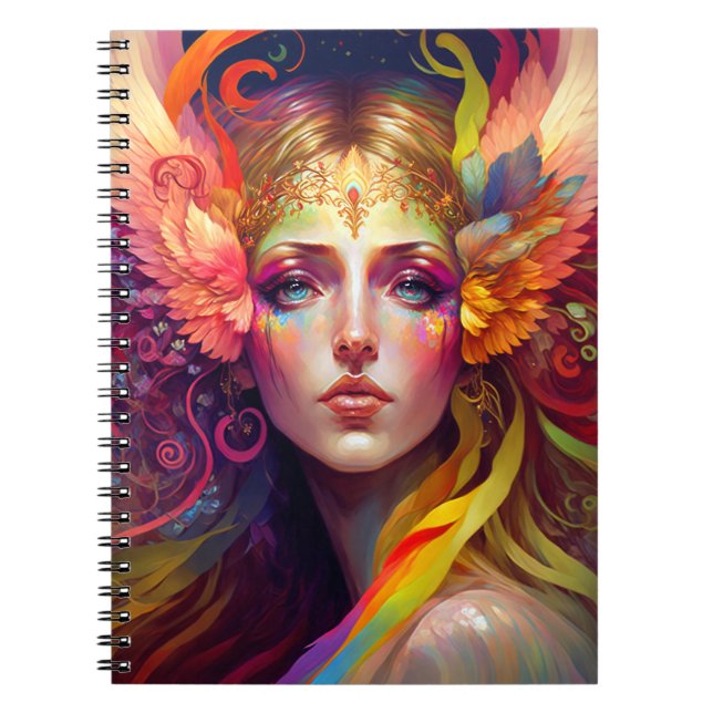 Rainbow Goddess Fantasy Art Notebook (Front)