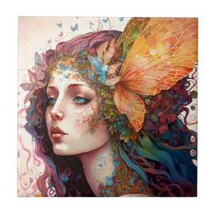 Rainbow Goddess Fantasy Art Tile