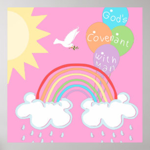 Rainbow God's Covenant with Man Sun Balloons Poster