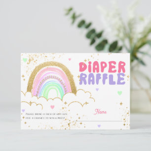 Rainbow Gold Baby Shower Diaper Raffle Card