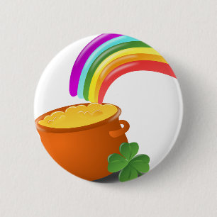 Rainbow Gold Pot Lucky Irish Sky Ireland Colourful 2 Inch Round Button