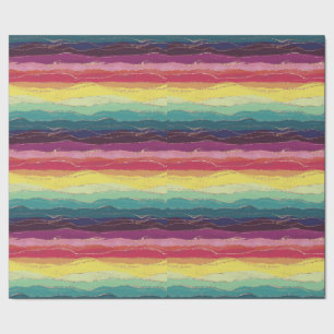 Rainbow gold stripes  wrapping paper
