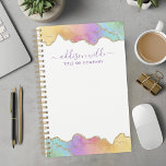 Rainbow Gold Watercolor Agate Custom Business Planner<br><div class="desc">Elevate your professional planning with this rainbow gold watercolor agate personalized business planner. Perfect for women who appreciate vibrant and luxurious designs, this planner combines the beauty of watercolor agate with practical functionality. The sparkling gold accents and colourful agate pattern add a touch of elegance to your daily organization. Personalize...</div>