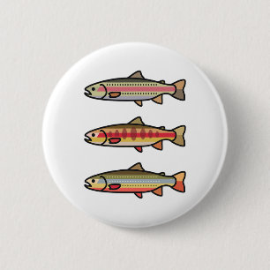 Rainbow Golden Brook Trout Fishing Gift For Angler 2 Inch Round Button