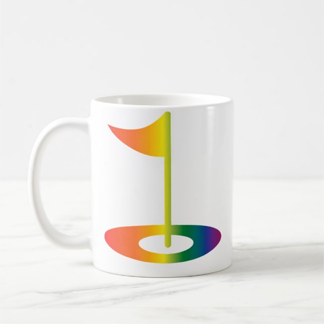 Rainbow Golf Tee Flag Funny Golfing Pride Rainbow  Coffee Mug (Left)