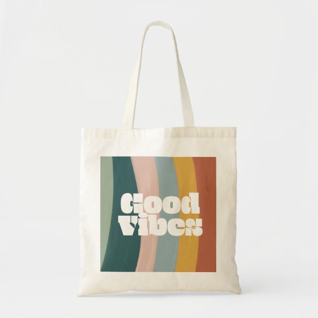Rainbow good vibes tote bag (Front)