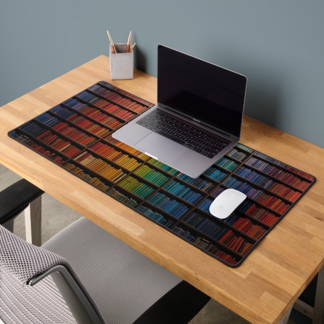 Rainbow Gradient Bookshelf Desk Mat (Office 2)