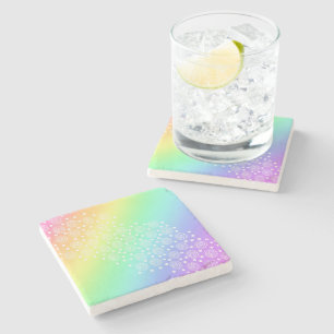 Rainbow Gradient Circles and Dots Stone Coaster